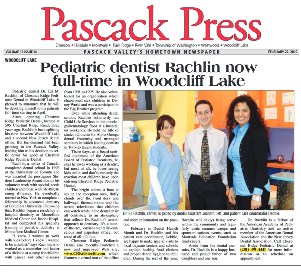 Dr. Rachlin in the Pascack Press
